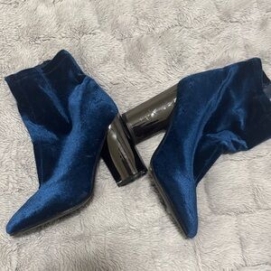 Aldo Blue Velvet Heeled Boots